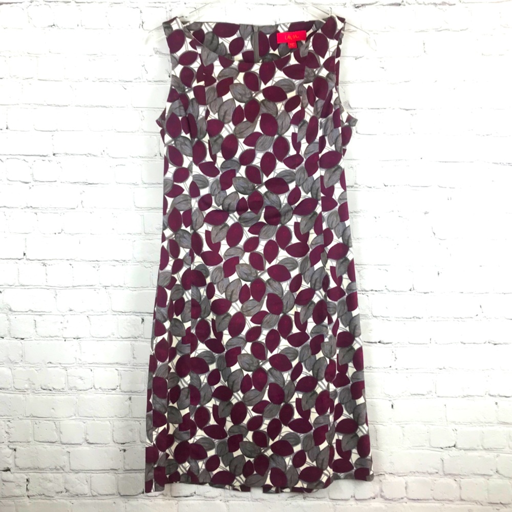 Lavia Made in Italy Leaf Print Sleeveless Dress Lg